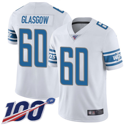 Detroit Lions Limited White Men Graham Glasgow Road Jersey NFL Football #60 100th Season Vapor Untouchable->youth nfl jersey->Youth Jersey